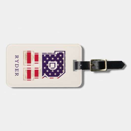 Moderne VS Vlag Monogram R Bagagelabel (Voorkant horizontaal)