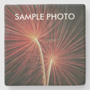 Moderne vuurwerk Aangepaste foto feest template Stenen Onderzetter