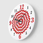 Moderne wandklok in optisch ontwerp rood grote klok (Hoek)