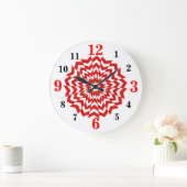 Moderne wandklok in optisch ontwerp rood grote klok (Huis)