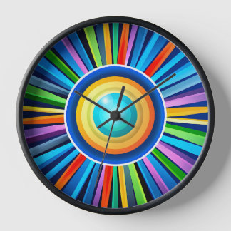 Moderne wandklok met levendige radiale regenboog z