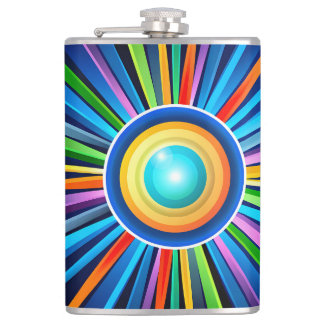 Moderne wandklok met levendige radiale regenboog z heupfles