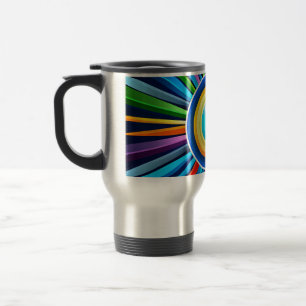 Moderne wandklok met levendige radiale regenboog z reisbeker