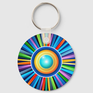 Moderne wandklok met levendige radiale regenboog z sleutelhanger