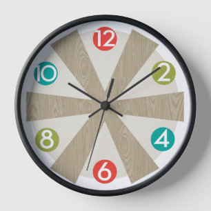 Moderne wandklok uit het midden van de eeuw - kleu