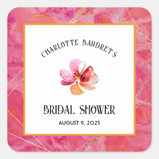 Moderne warme kleur vierkante sticker (Voorkant)