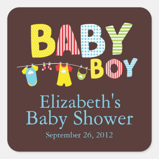 Moderne waslijn Baby Boy Baby shower Sticker (Voorkant)