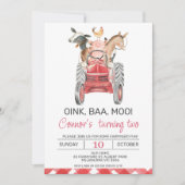 Moderne Watercolor Boys Farm Invitation Anniversai (Devant)