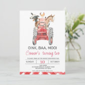 Moderne Watercolor Boys Farm Invitation Anniversai (Debout devant)