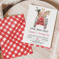 Moderne Watercolor Boys Farm Invitation Anniversai