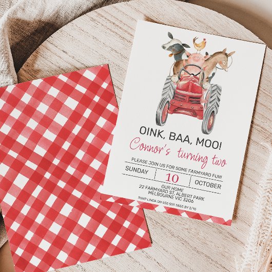 Moderne Watercolor Boys Farm Invitation Anniversai