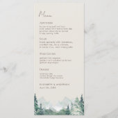 Moderne Watercolor Mountains Dîner Mariage Menu (Devant)