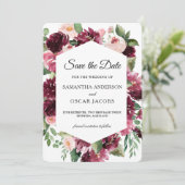Moderne watercolor rode bloemenframe save the date (Staand voorkant)