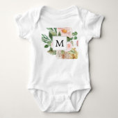 Moderne Watercolor Roze Bloemen Monogram  Romper (Voorkant)