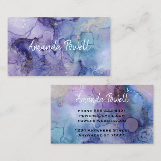 moderne waterverf aangepaste visitekaartjes sjablo (Voorkant / Achterkant)