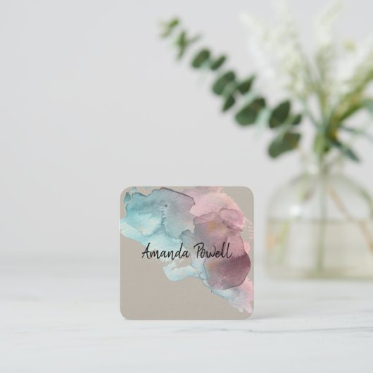 moderne waterverf aangepaste visitekaartjes sjablo (Staand voorkant)