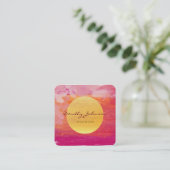 Moderne Waterverf Abstract elegant roze rood Vierkante Visitekaartje (Staand voorkant)