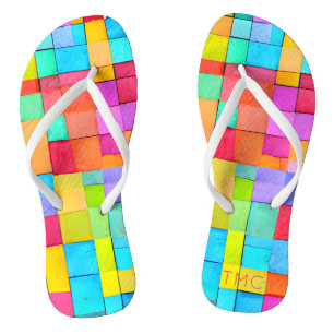 Moderne Waterverf Abstracte kunst INITIALEN Bright Teenslippers