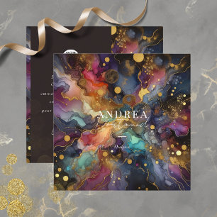 Moderne waterverf Abstracte paarse Vierkante Zaken Vierkante Visitekaartje