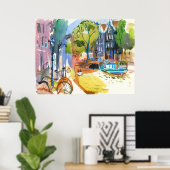 moderne waterverf Amsterdam Poster (Thuiskantoor)