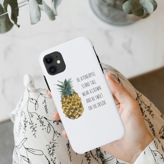 Moderne Waterverf ananas & positieve funny Quote Case-Mate iPhone Case
