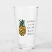 Moderne Waterverf ananas & positieve funny Quote Glas (Voorkant)