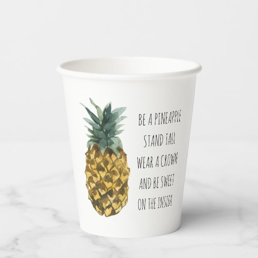 Moderne Waterverf ananas & positieve funny Quote Papieren Bekers (Achterkant)