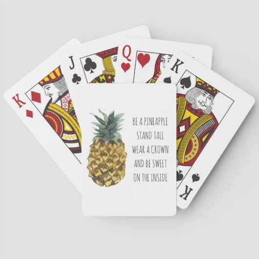 Moderne Waterverf ananas & positieve funny Quote Pokerkaarten (Achterkant)