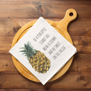 Moderne Waterverf ananas & positieve funny Quote Theedoek