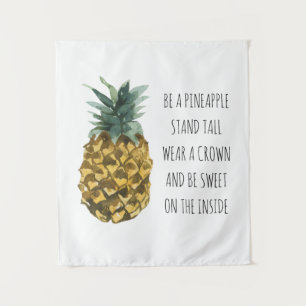 Moderne Waterverf ananas & positieve funny Quote Wandkleed