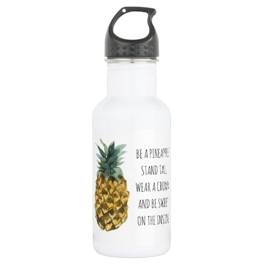 Moderne Waterverf ananas & positieve funny Quote Waterfles (Voorkant)