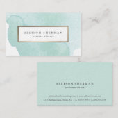 Moderne Waterverf Aqua Blue Visitekaartje (Voorkant / Achterkant)