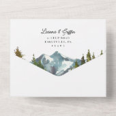 Moderne Waterverf Berg Bruiloft All In One Uitnodiging (Achterkant)