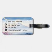 Moderne Waterverf berg Fuji en kersenbloesem Bagagelabel (Achterkant horizontaal)