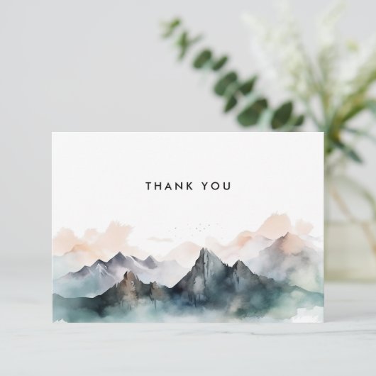 Moderne Waterverf Berglandschap Bedankkaart (Staand voorkant)