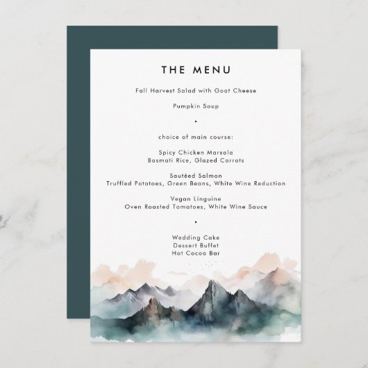 Moderne Waterverf Berglandschap Menu (Voorkant / Achterkant)