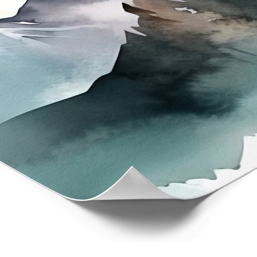 Moderne Waterverf Berglandschap Poster (Hoek)