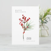 Moderne Waterverf Berry Fir Corporate Kerstmis Kaart (Staand voorkant)