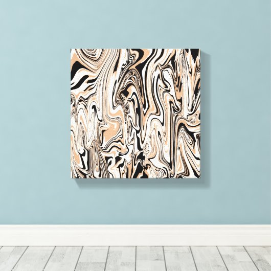 Moderne Waterverf Black Pattern   Canvas Afdruk (Insitu (Houten vloer))