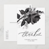 Moderne Waterverf Black Roos Weddenschap Hartelijk Briefkaart (Voorkant / Achterkant)