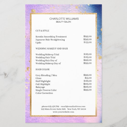 Moderne Waterverf blau roze goud Flyer (Voorkant)