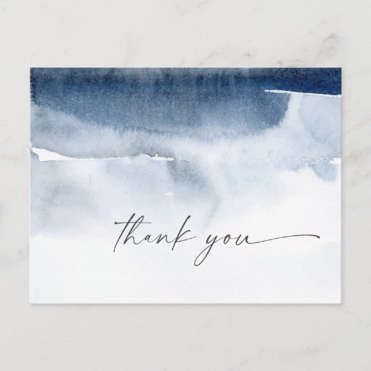 Moderne Waterverf | Blauw bedankt Briefkaart (Voorkant)