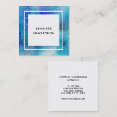 Moderne waterverf blauw blauwgroen splaatstwit lij vierkante visitekaartje (Voorkant / Achterkant)