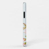 Moderne Waterverf Blauw in roze Roos Case-Mate iPhone Case (Achterkant/rechts)