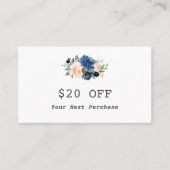 Moderne Waterverf Blauw Roze Bloemen Make-up Artis Kortingskaartje (Voorkant)