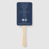 Moderne Waterverf Blauwe Bloemen Huwelijksceremoni Handwaaier (Achterkant)