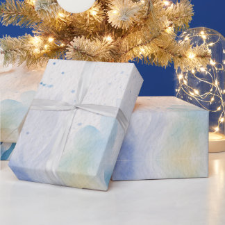 Moderne waterverf blauwe Bloemen & personaliseer Cadeaupapier