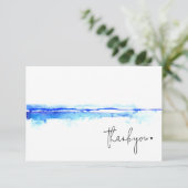 Moderne Waterverf Blauwe Bruidsdouche Bedankkaart (Staand voorkant)