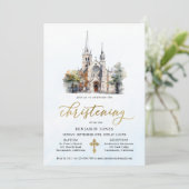 Moderne Waterverf Blauwe doopsel Kaart (Staand voorkant)