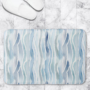 Moderne waterverf blauwe golf streep patroon badmat